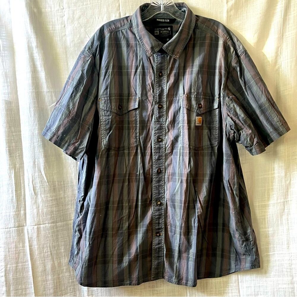 Carhartt Relaxed Fit Men's Short Sleeve Button Down Shirt Size 2XL